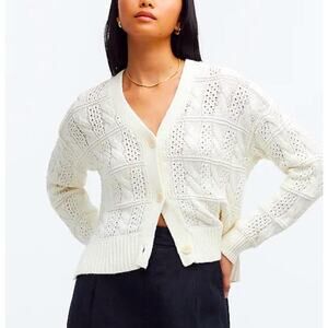 Madewell Open Cable‎ Stitch Cardigan Sweater XS NWT Cottage Core Grandma Core
